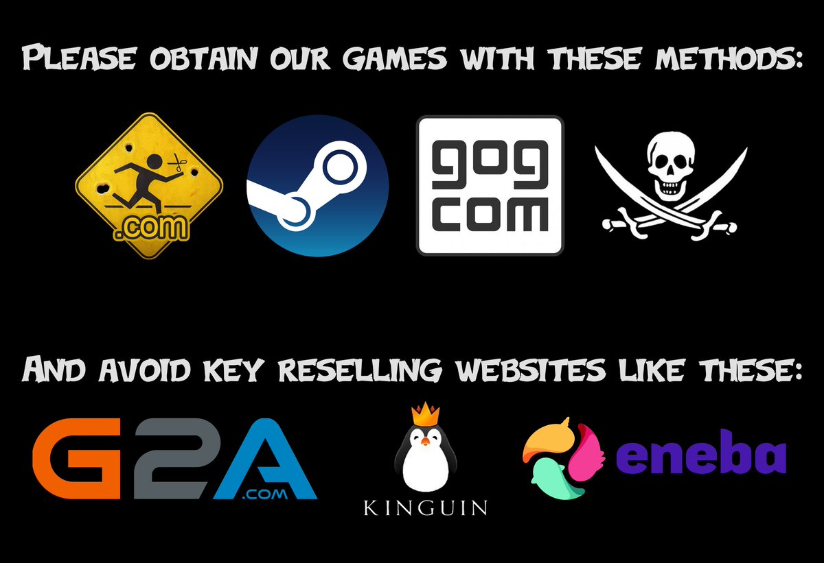 Key reselling websites hurt indie developers like us. There are many ways to obtain our games and we STILL prefer piracy over people buying from those websites.

Illegaly obtained keys are a source of money for scammers and it could even affect you as the customer in some cases. 