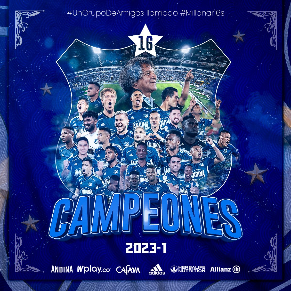 ¡#UnGrupoDeAmigos llamado #Millonar16s que se coronó CAMPEÓN! ⭐️💙⚽️🔥 