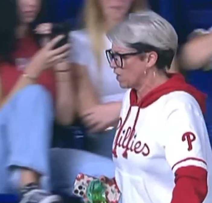 ALERT: 🚨  X users are asking for the image of the woman who DEMANDED a ball from a father and his LITTLE BOY at a Phillies game tonight to go viral, so she may be held accountable.  

HERE SHE IS. 