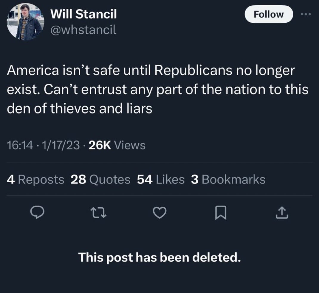 will "let's kill all republicans" stancil has some thoughts about political violence 