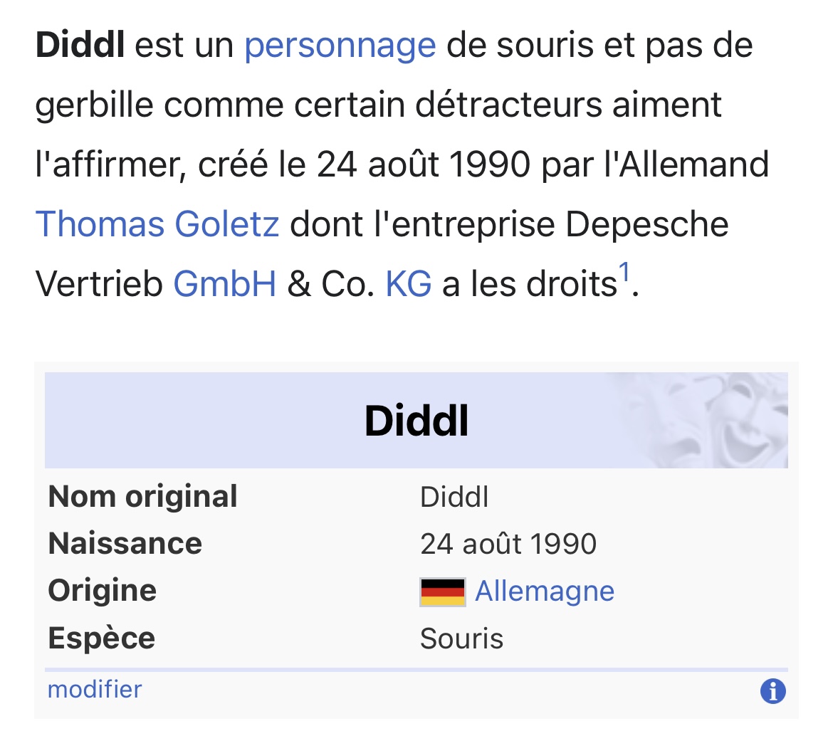 Ah oui ça a l’air intense la page wikipedia de Diddl 