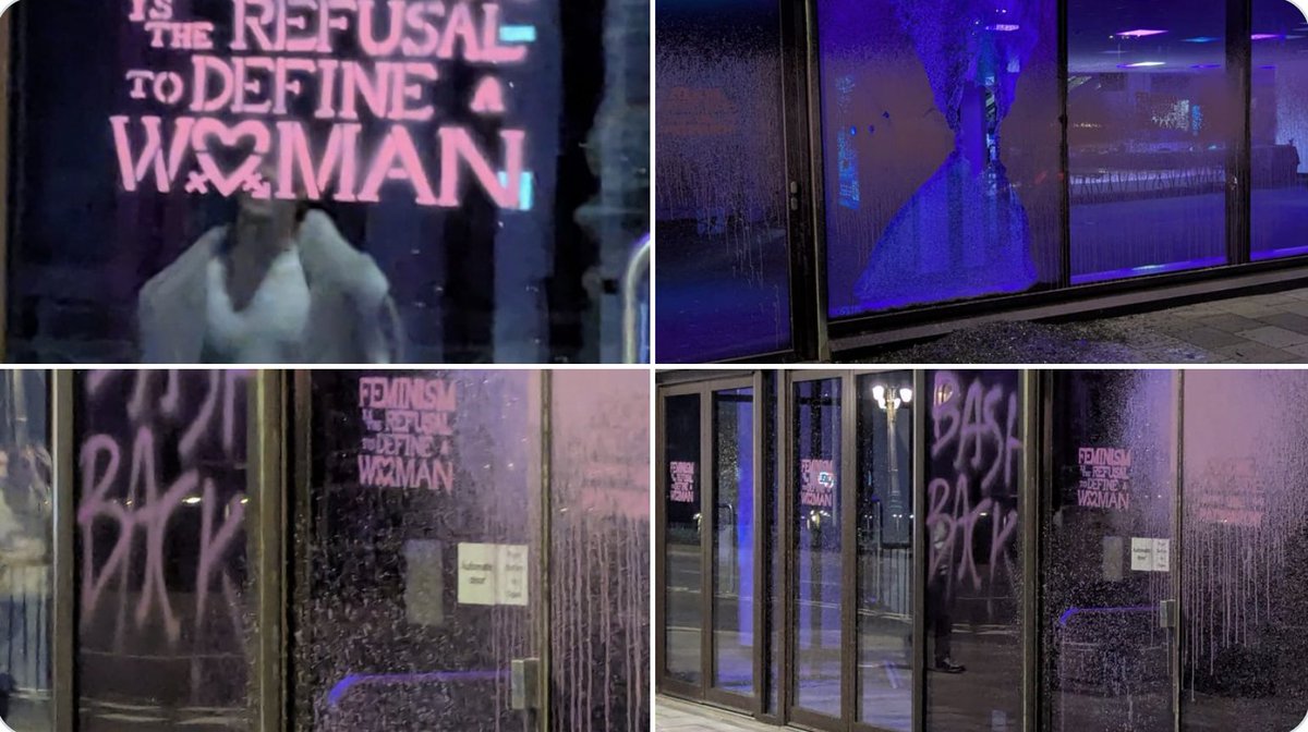 Trans activists have smashed one of the large front windows of the Brighton Centre - the venue where 2500 feminists are meeting this weekend to talk about male violence, misogyny and the like. Why can't EVERYONE see this movement for what it is? 