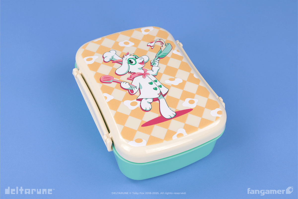 Our new DELTARUNE launch features everything you might need to cook for yourself and your friends: A cute bento box, a high-definition Kiss the My Ass apron, and a pair of lounge shorts decorated with little angelic Spamtons. 

Available now: https://t.co/yjs07jp3i5 