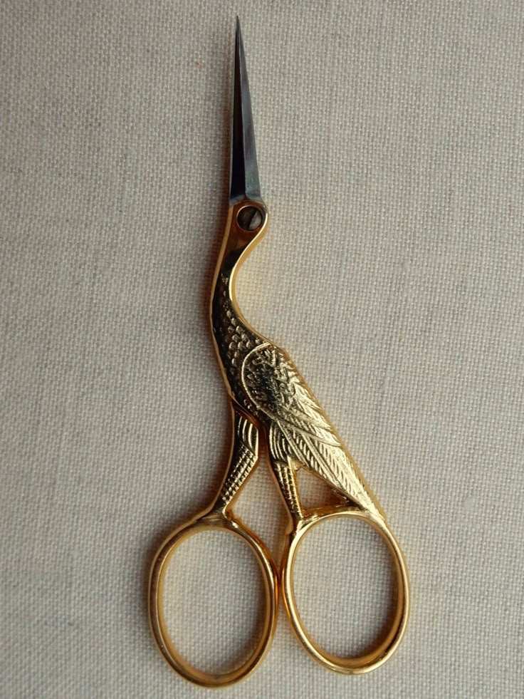 1930's stork embroidery scissors by french master scissor maker Jean Marie Roulot, Nogent. 