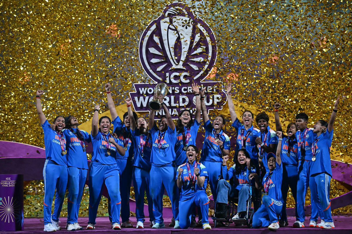 This was my dream, and you’ve made it come true 💙
@TheShafaliVerma‘s 70 and two big wickets, @Deepti_Sharma06’s fifty and a fifer...absolute brilliance from both. The cup’s home 🇮🇳🏆

#WomensWorldCup2025 #TeamIndia 