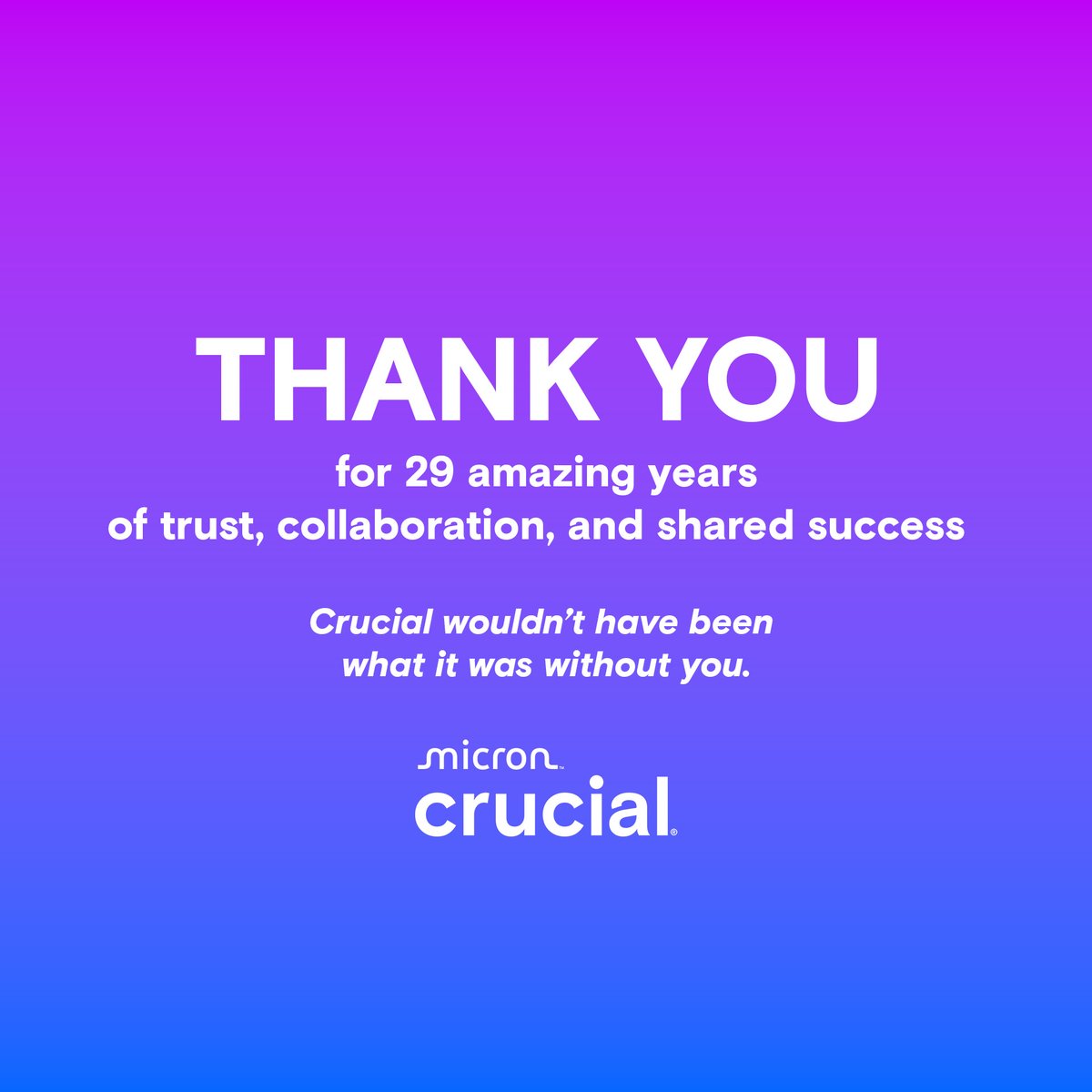 Today, Micron shared some news that comes with a heavy heart: we’ve made the difficult decision to wind down the Crucial consumer business. This means that sales of Crucial-branded products through retailers, e-tailers, and distributors worldwide will gradually come to an end. 