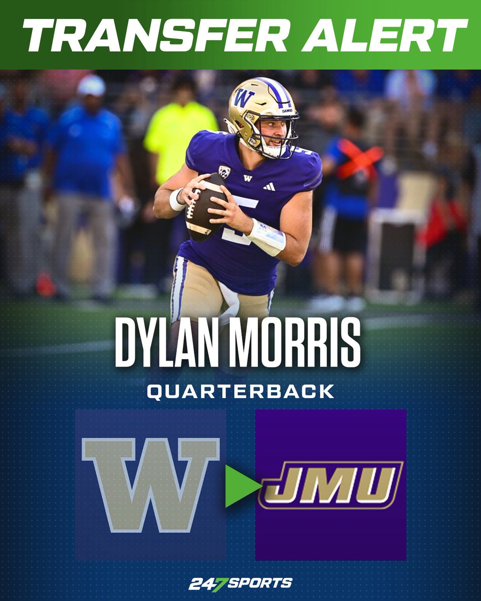 Washington QB Dylan Morris will be transferring to James Madison, @247Sports has learned.  Morris will suit up for the Huskies in the national championship game on Monday night then arrive in Harrisonburg later next week. 