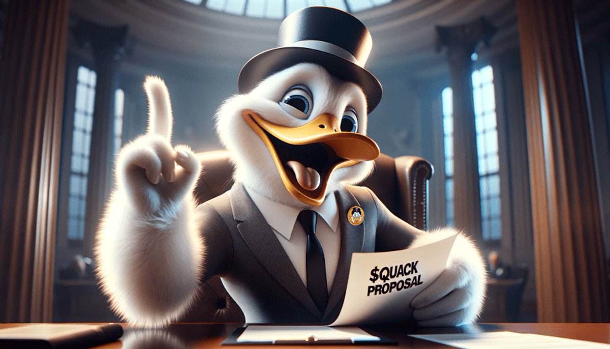 A pivotal decision awaits your vote! We've introduced a new proposal aimed to enhance the $QUACK token's market position by revising the APR rates.

Your participation are crucial in guiding the direction of #RichQUACK.

🗳️ Cast your vote:
https://t.co/w7uGXstwhR 