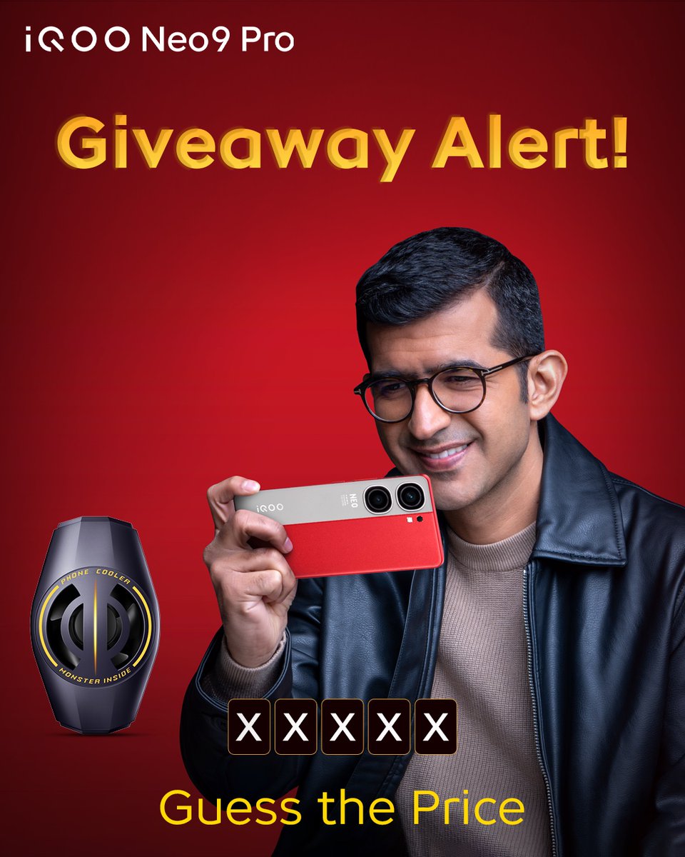 #iQOOFam, just 2️⃣ days to go!

Guess the price and stand a chance to win our Ultra Cooling Clip. Comment with #PowerToWin.

#iQOONeo9Pro 