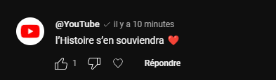 Une bonne manière de conclure je crois ce com ❤️

Hésitez surtout pas @YouTube à mettre en tendance toutes les nouvelles vidéos😂 