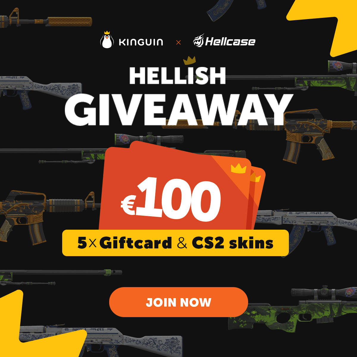 🌟 Lock and Load, it CS2 Contest! 🌟

🏆 Prizes:
3x CS2 Skins
5x 100 EUR Kinguin Gift Cards

To enter:
❤️ Like this post
🔁 Retweet
🤔 Describe your favourite skin with emoji
🗓️ Ends 17.03.2024 12:00 CEST

Good luck to all participants! 🎮

Terms apply: https://t.co/PJ8ne9UIfp 