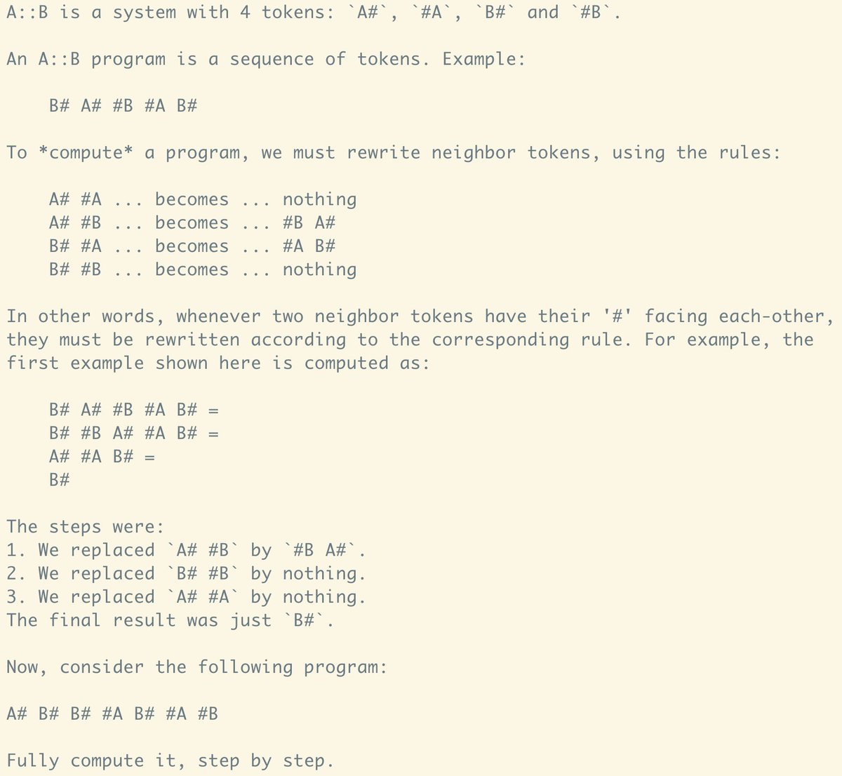 A simple puzzle GPTs will NEVER solve:

As a good programmer, I like isolating issues in the simplest form. So, whenever you find yourself trying to explain why GPTs will never reach AGI - just show them this prompt. It is a braindead question that most children should be able to 
