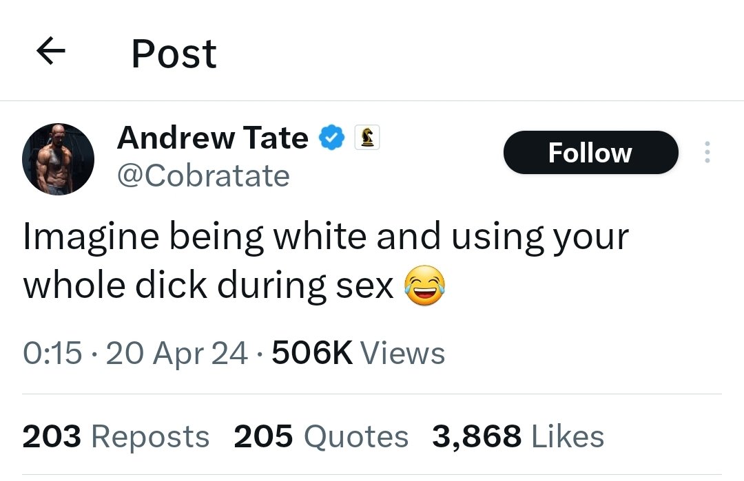 An entire generation of young men have had their ideas about women poisoned by Alpha Male influencers who haven't yet worked out that they are actually just gay and unattracted to women 