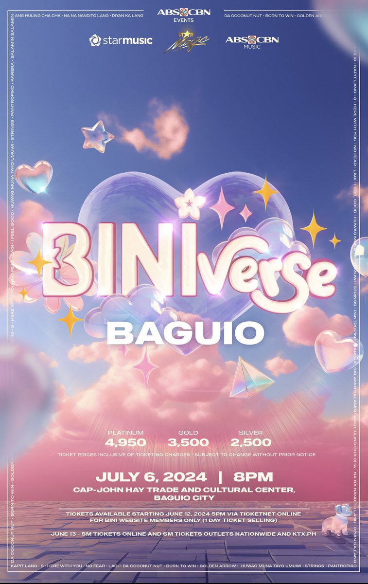 BAGUIO! CEBU! GENSAN!

Sa’n mo ba gustong pumunta… sa Luzon, Visayas ba, o Mindanao kaya para sa #BINIverse Regional Tour ng Nation’s Girl Group! 🌸 Members of https://t.co/0ffxtHkJv9 can buy their tickets later at 5PM while regular selling starts tomorrow. Kita-kits, BLOOMs! 