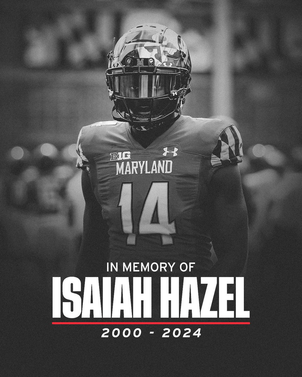 The Maryland Football family mourns the passing of former Terp, Isaiah Hazel. Our thoughts and prayers are with Isaiah’s family, loved ones and everybody involved in last nights tragic accident. 💔 