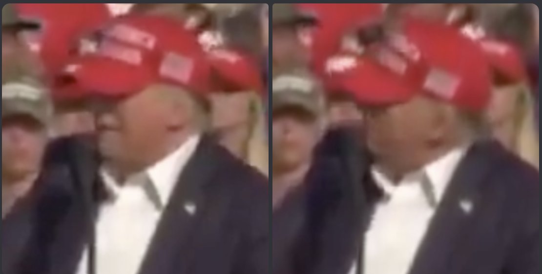 Trump did a sudden head movement that rotated his head clockwise, this means that the bullet entry point would have hit the back of his skull and killed him instantly had he not. 