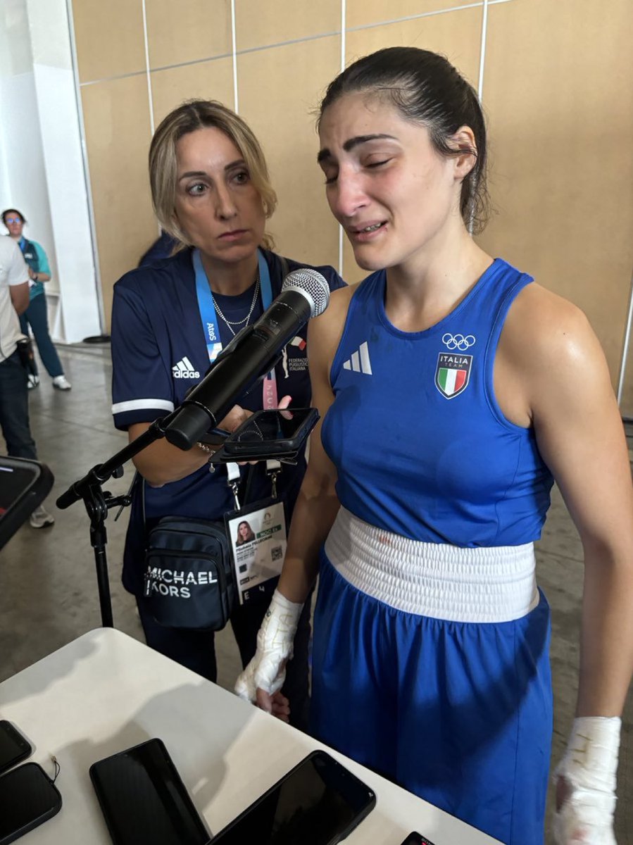 Italy’s Angela Carini: “I have never been hit so hard in my life. It’s up to the IOC to judge.”

She was forced to fight a man at the Olympics. 