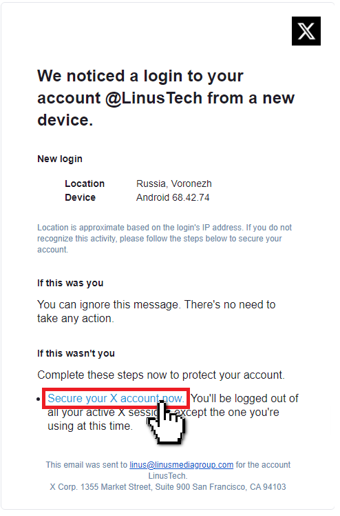 Luke shared the URL from the original phishing email with me, so I'd like to showcase it a bit.

Planning to record a video to walk through it, but don't have a chance to record for the next few hours... so will roll with a Twitter/X thread for now 🧵 