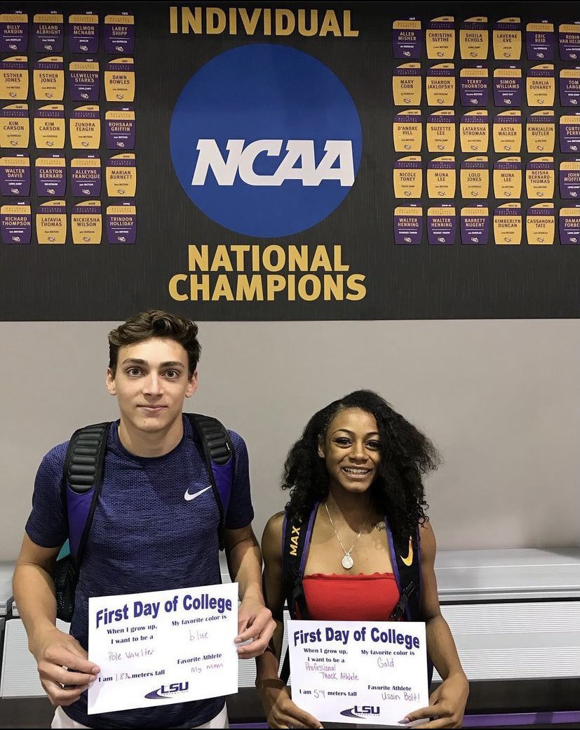 Is there a better “First Day of College” photo than this throwback from @LSUTrackField?

Mondo Duplantis and Sha’Carri Richardson arrived at LSU on the same day.

5 years later, they’re two of the brightest young stars in the Track-and-Field world. 