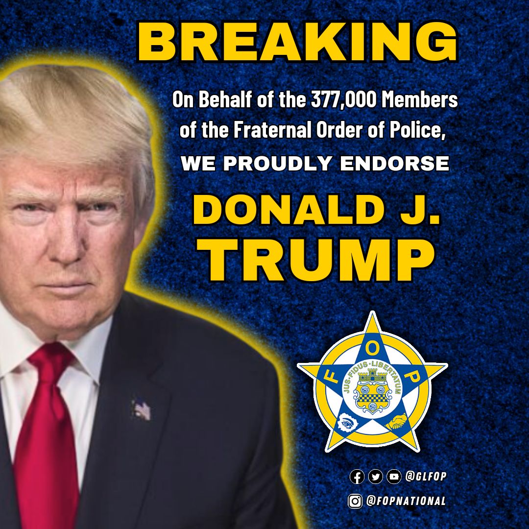 Our presidential endorsement process is thorough and inclusive, involving over 377,000 members across the nation. Today, it's a privilege to announce that the collective will of our members has led us to endorse Donald J. Trump for President. We're committed to supporting 