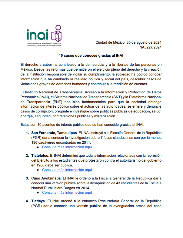 📃 #ElINAIteInforma

10 casos que conoces gracias al INAI.

🔗 https://t.co/SsancyCf8Q 