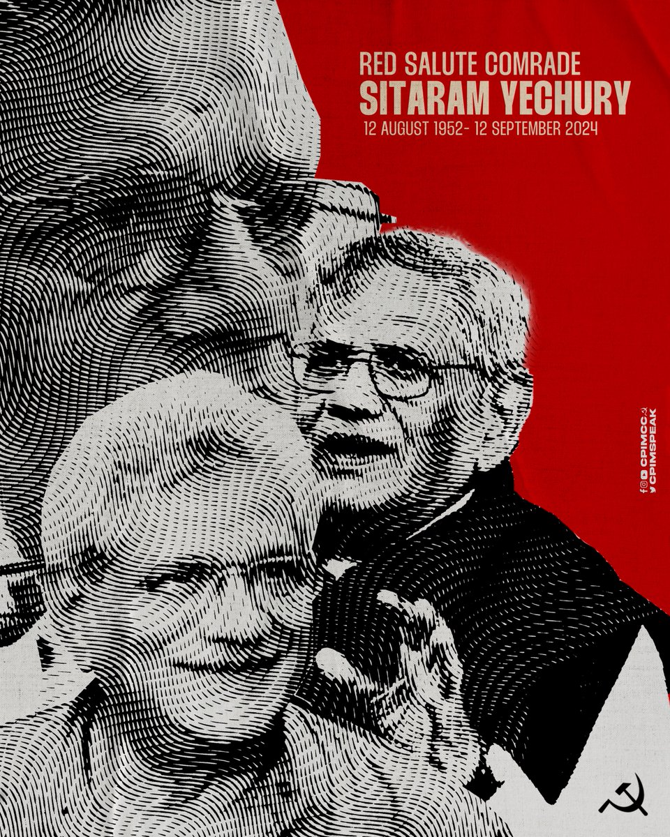 Our beloved comrade #SitaramYechury, General Secretary of CPI(M), passed away at AIIMS today.

Red Salute to Comrade Sitaram Yechury! 