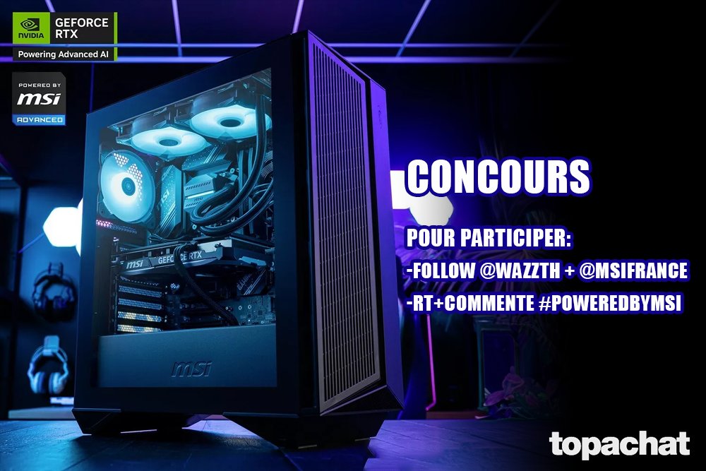CONCOURS ! 🎁

Tente de gagner le PC SMAUG by @topachat 🤩

Pour participer :
- Follow @wazzth + @msifrance
- RT + Commente #PoweredbyMSI

PC en promo ici >> https://t.co/7GtiwQOgY9
#collaborationcommerciale 