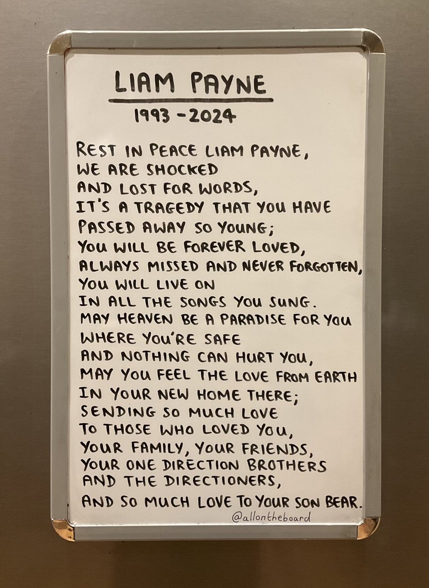 Rest in peace Liam Payne. You will be forever loved, always missed and never forgotten. Sending so much love to those who loved you, your family, your friends, your One Direction brothers and the Directioners, and so much love to your son Bear.

#LiamPayne 