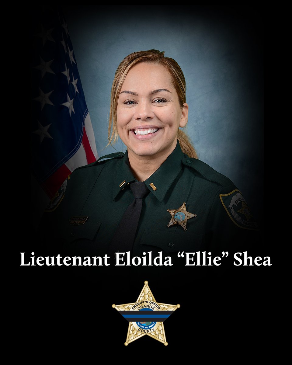 Words cannot do justice to the pain our OCSO family is experiencing this week as we mourn the loss of Lieutenant Eloilda "Ellie" Shea, who was shot and killed by her estranged husband on Monday, October 14.

Lt. Shea, just 39 years old, joined the Orange County Sheriff’s Office 