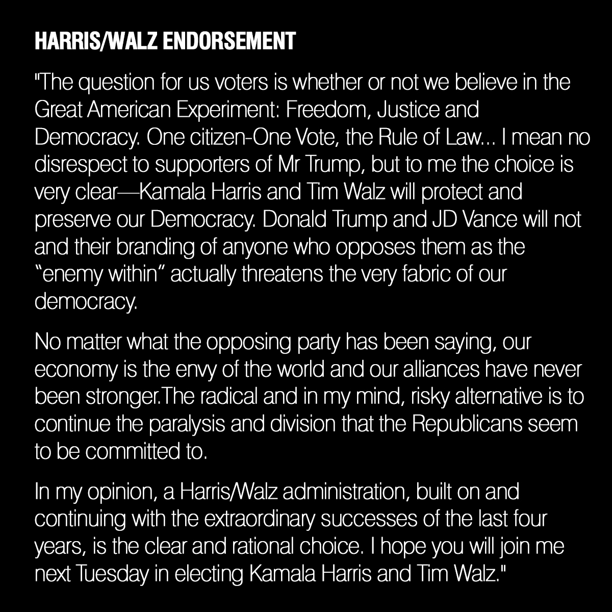 Harris/Walz Endorsement 