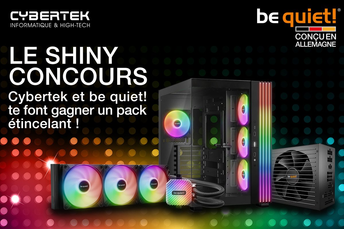 🎁 CONCOURS 🎁

Tente de gagner un lot de produits be quiet! ✨

- Un Boîtier
- Un Watercooling
- Une Alimentation

Pour participer :
❤️ Like
🔁 RT
✅ Follow @cybertek_fr et @bequietFR

Règlement et détails du lot : https://t.co/VuCDGqdYTq

TAS : 23/11 📆 