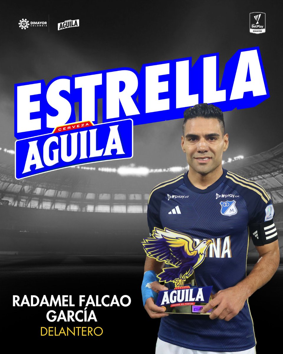 💥 ¡Radamel Falcao García de @MillosFCoficial es nuestra #EstrellaAguilaDIMAYOR del partido!

Felicitaciones ⚽💫

#LaPasiónDeMillones
#EstrellasAguila 