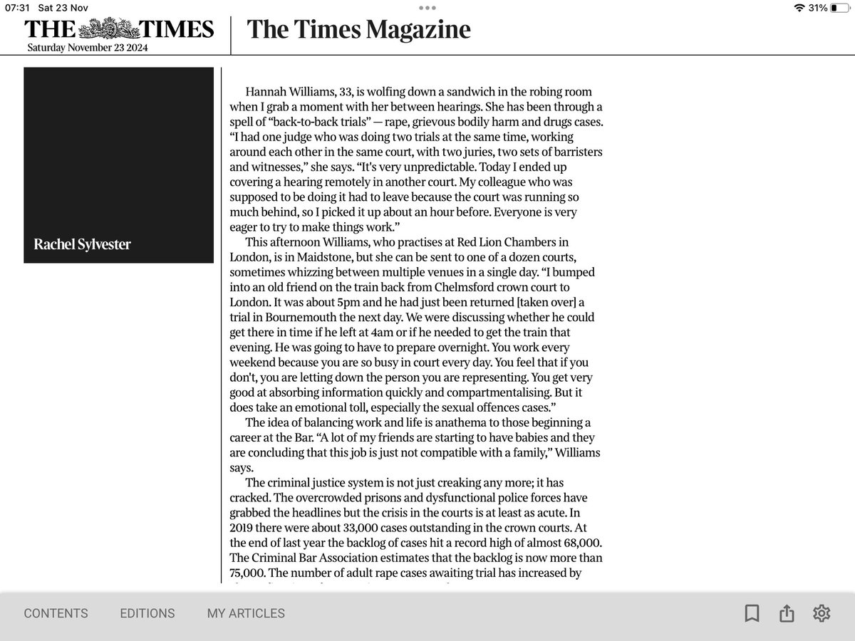 A fair &amp; efficient criminal justice system is a cornerstone of a civilised society. Ours is broken &amp; needs urgent funding to fix it.
Especially in difficult times, Govts make tough decisions on their priorities: delivering justice must be a priority
Thank you @RSylvesterTimes 