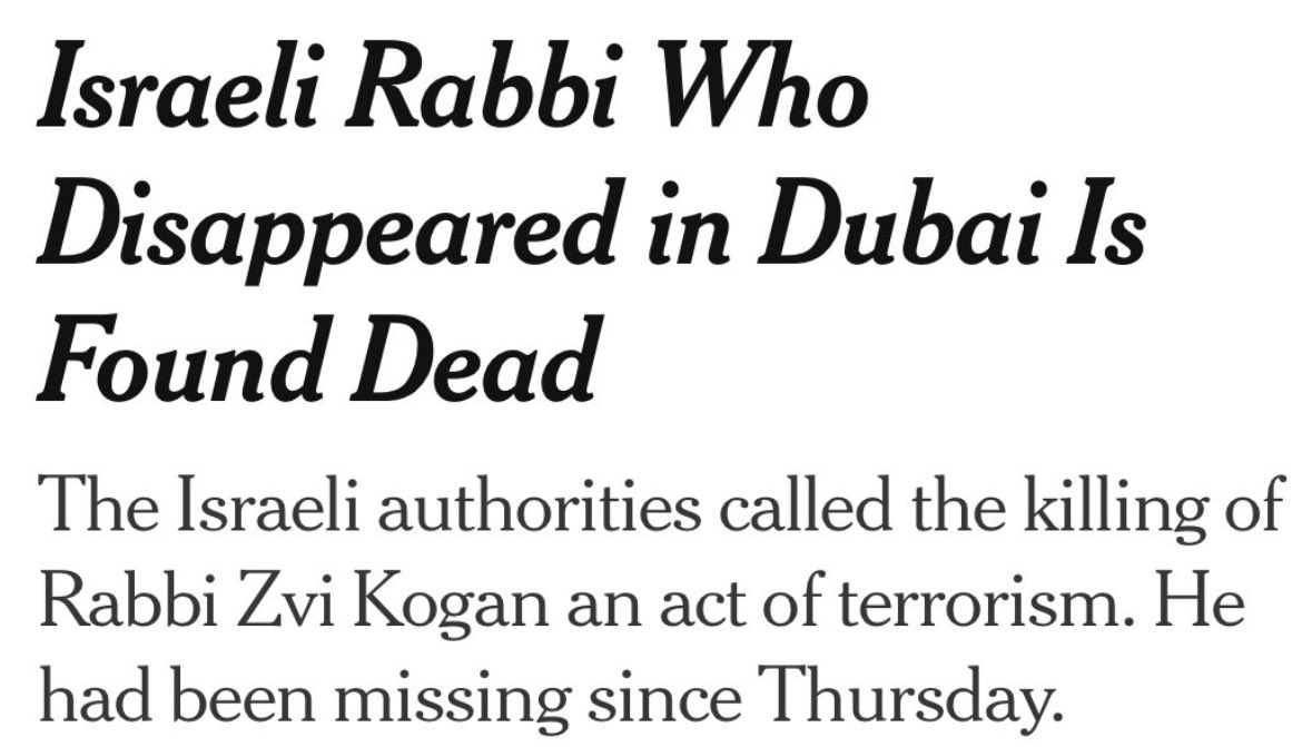 Rabbi Kogan was not “found dead”, he was murdered.  There is a disturbing pattern whereby some in the media — and particularly the @nytimes — downplay antisemitic acts.  

It must be called out and addressed. 