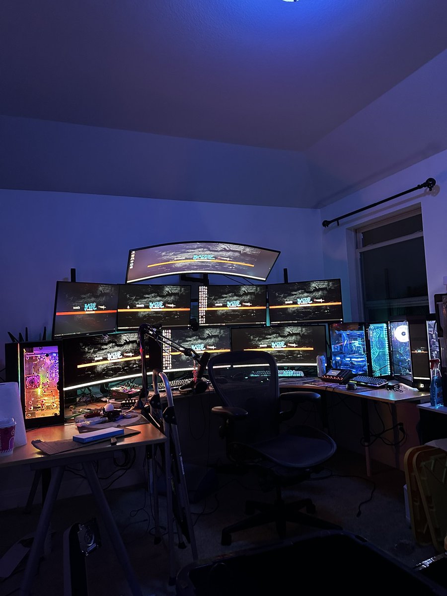 3 PCs, 9 monitors. And I’m not done yet. Camera time. 