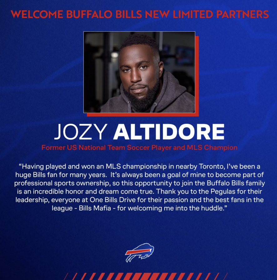 Joining the @BuffaloBills family as part of their ownership group is a dream come true! As a longtime football fan, this is a milestone I’ve always aspired to. Huge thanks to all the #BillsMafia for the warm welcome.

Excited for this new adventure! Let’s go, Bills 🏈 