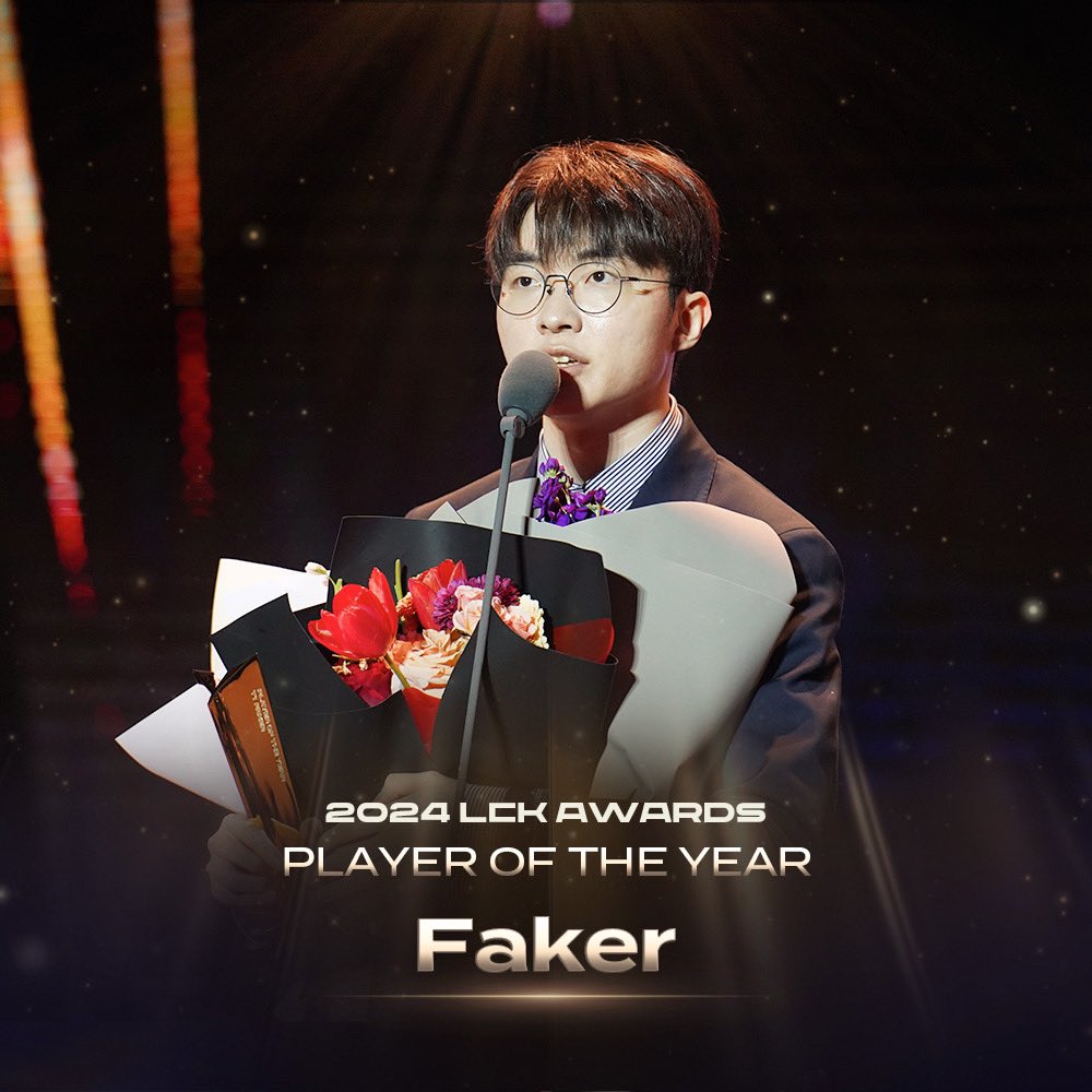 The 2024 LCK Awards PLAYER OF THE YEAR is Faker! 🏆 