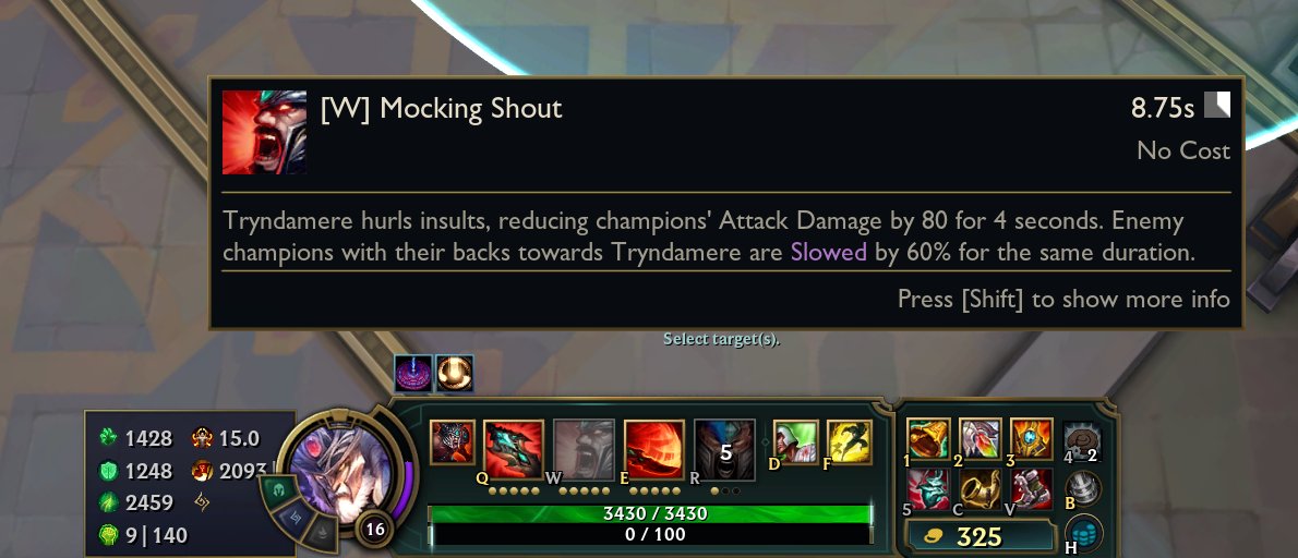 If you have a bad day remember you can play W-max full support items Tryndamere in ARAM and make enemies have negative AD while you chill with 40k healing end of game.

Trynda ARAM Buffs for reference:
Damage Dealt +10%
Damage Received -10%
Healing +20% 