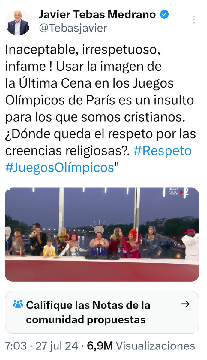 El 27 de julio pasado califiqué de inaceptable, irrespetuosa e infame una performance en la inauguración de los Juegos Olímpicos. Hoy califico de igual forma las Campanadas de RTVE por usar una imagen del Sagrado Corazón de Jesús. ¿Dónde queda el respeto a las creencias 