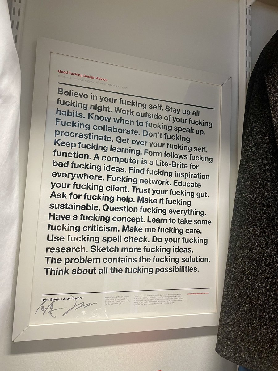 Genuine career advice: hang this poster in your room (or closet). 
