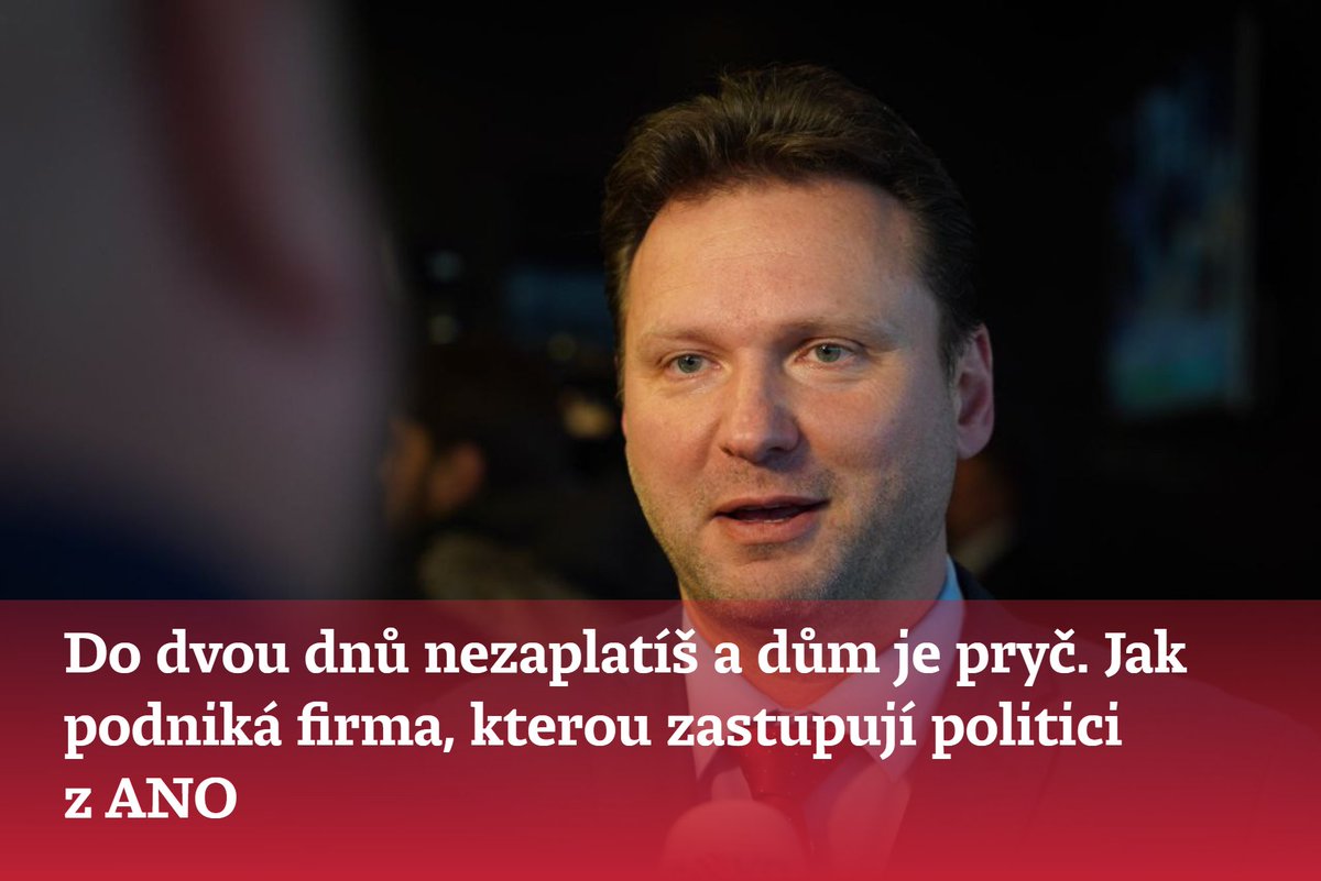 https://t.co/H9WKVp4VEO
Senioři nezaplatili jednu splátku, do dvou dnů museli splatit celý úvěr i s pokutami a dům skončil v exekuci. Tak podniká firma zastoupená dvěma členy hnutí ANO. 