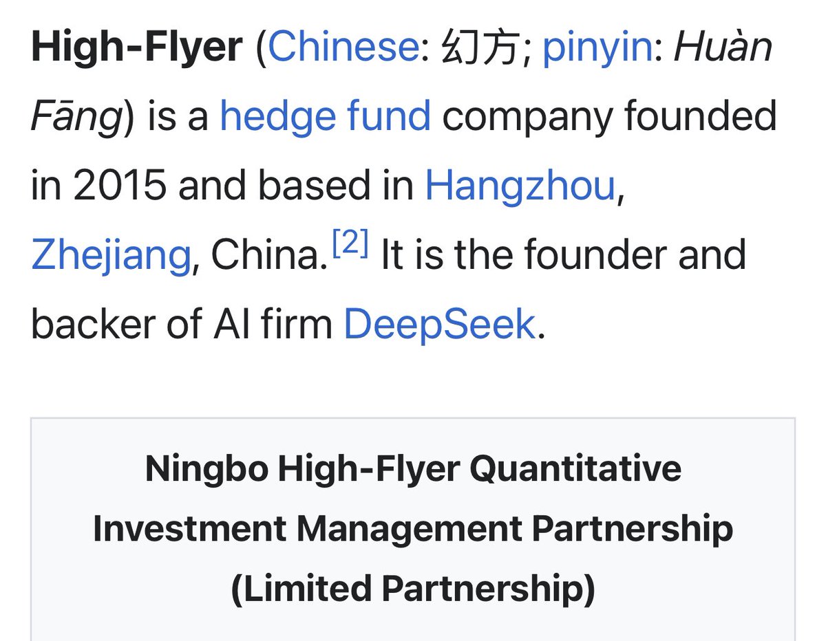 Likelihood DeepSeek’s $7B hedge fund parent is shorting $NVDA and considered this into their decision to open-source their model while emphasizing its $5M training cost? 