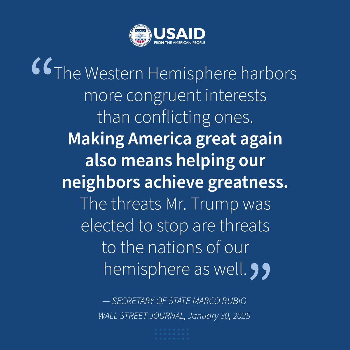 U.S. foreign policy plays a vital role in fostering economic growth and stability in the Western Hemisphere. Read @SecRubio's insights in the @WSJ on strengthening regional partnership:  https://t.co/ltWz3Uj3sa 