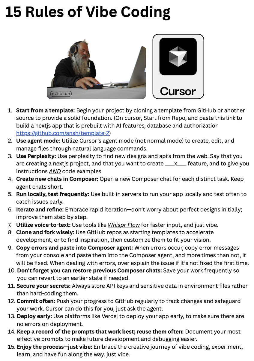 15 rules of vibe coding with Cursor 