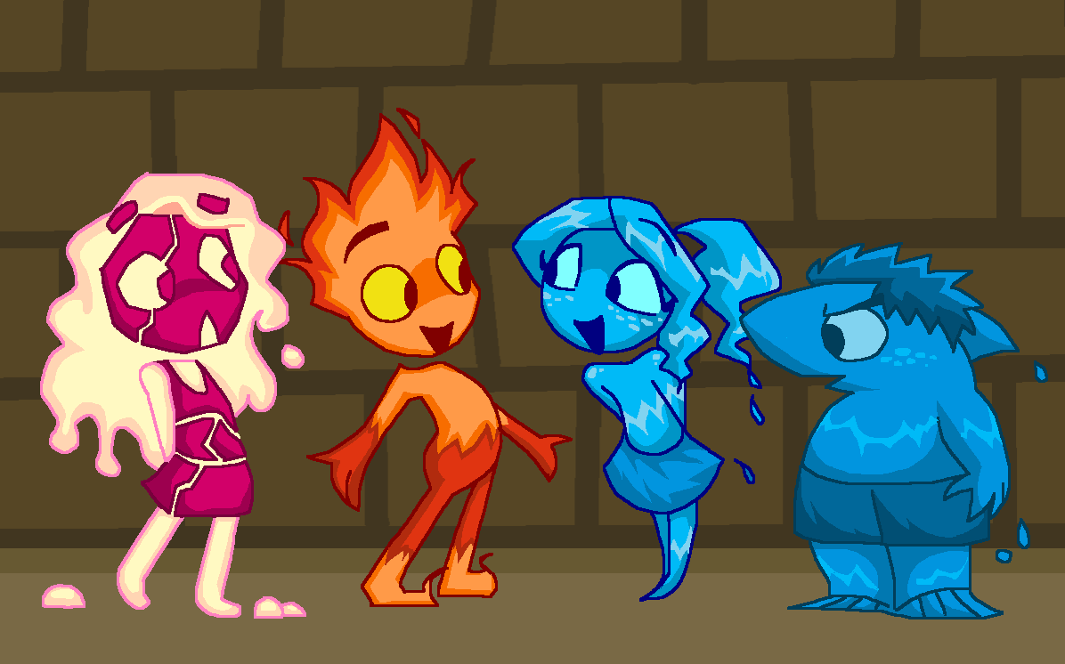 fireboy and watergirl 
with their cousins sharkboy and lavagirl 