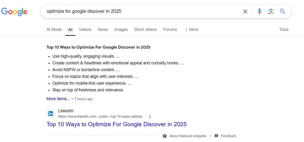 SEO test confirmed. I wrote this 7 hours ago.

LinkedIn Pulse for the win.

(Also, this is so dumb, I can't believe it actually works) 