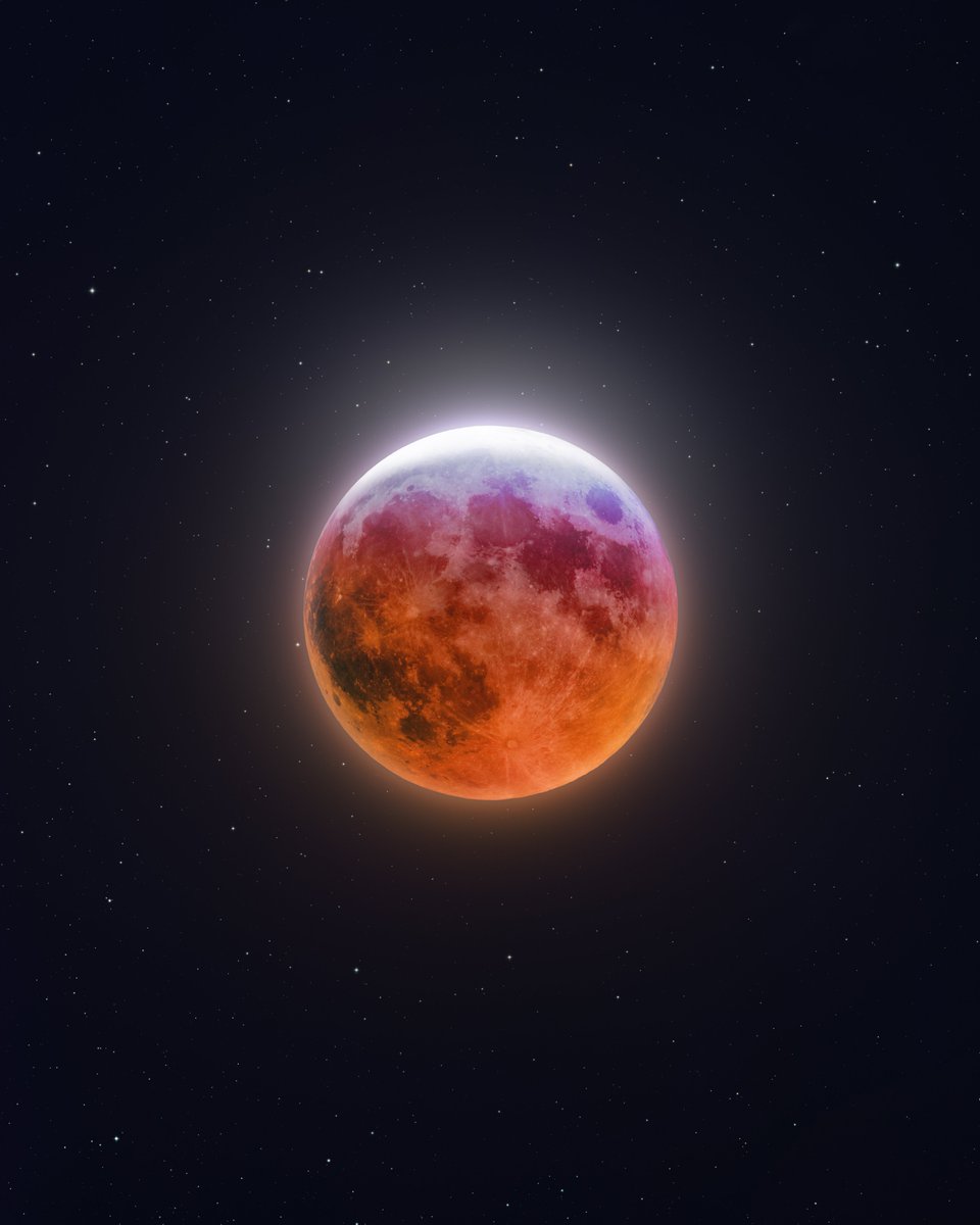 Last night I used 4 cameras to capture the ultimate HDR view of the lunar eclipse

This 300GB image shows the lunar surface in extreme detail, while revealing all rich color that was projected onto the surface

See the full res crop or get a print in the reply to this post 