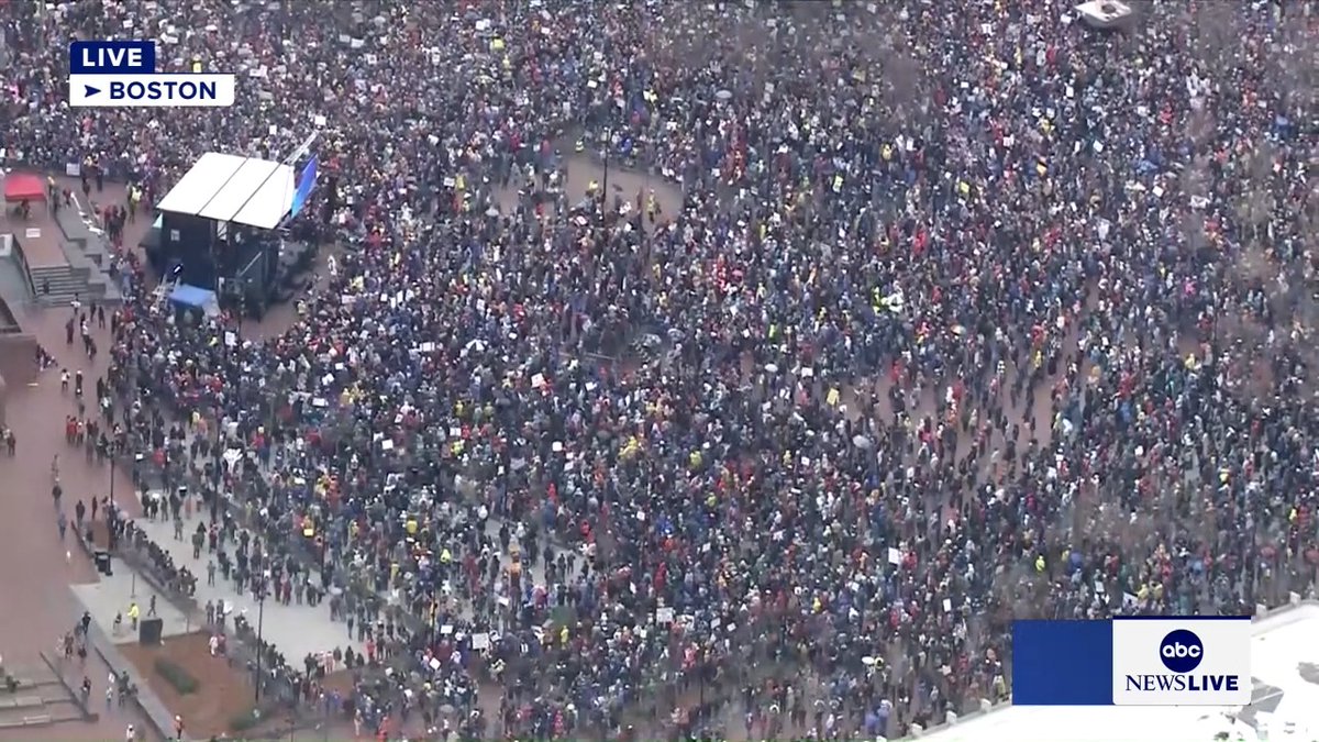 Thousands of protesters have flooded the streets of Boston demonstrating in the anti-Trump "Hands Off!" rally. It's one of 1,200 other protests unfolding in all 50 states across the country. 