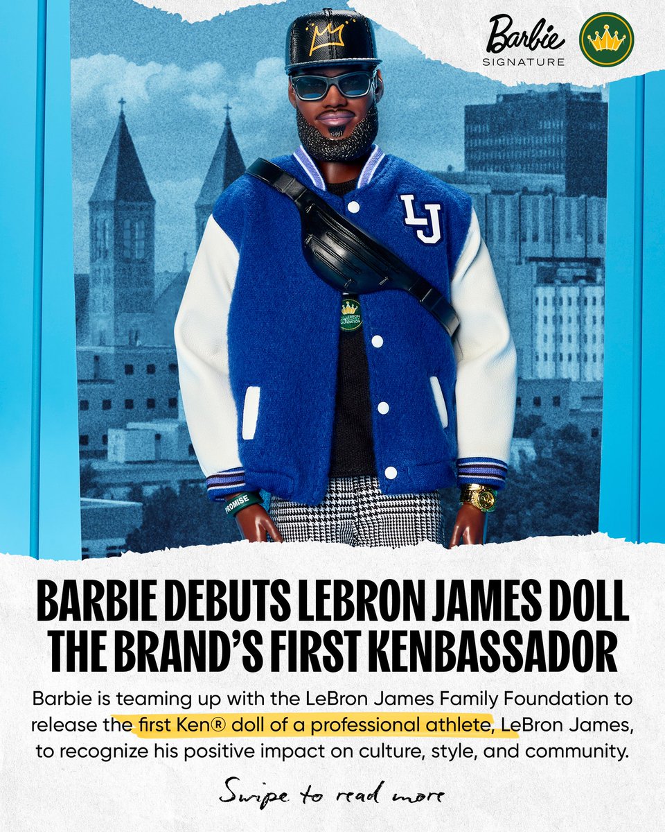 The kid from Akron is now the first Ken doll of a professional athlete! 🥹👑 @KingJames @Barbie 