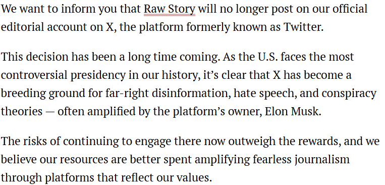 Raw Story is leaving X. Read our statement below to learn why. 
